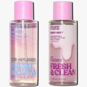 PINK Victoria's Secret Fresh & Clean Crème & Sun-Splashed Body Mist Set NEW